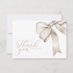 Beige Bow Neutral Baby Shower Thank You Card
