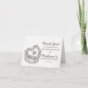Beige Bow Retro Heart Coquette Cake Bachelorette Thank You Card