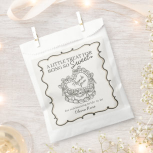 Beige Bow Retro Heart Coquette Cake Bridal Shower Favour Bags