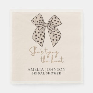 Beige bow She's Tying the Knot Bridal Shower  Napkin