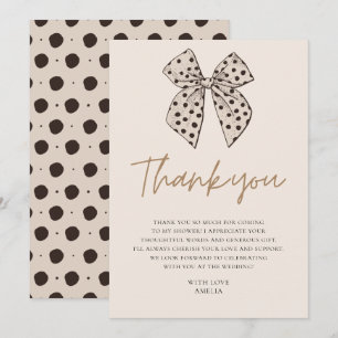 Beige bow She'sTying the Knot Bridal Shower Thank You Card