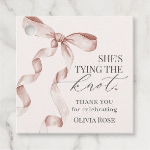 Beige Bow Tying the Knot Bridal Shower Party Favour Tags
