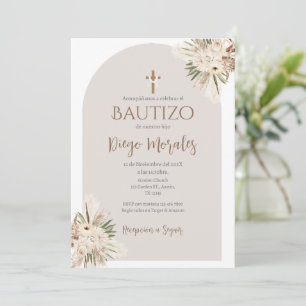 Beige Boy Baptism Invitation