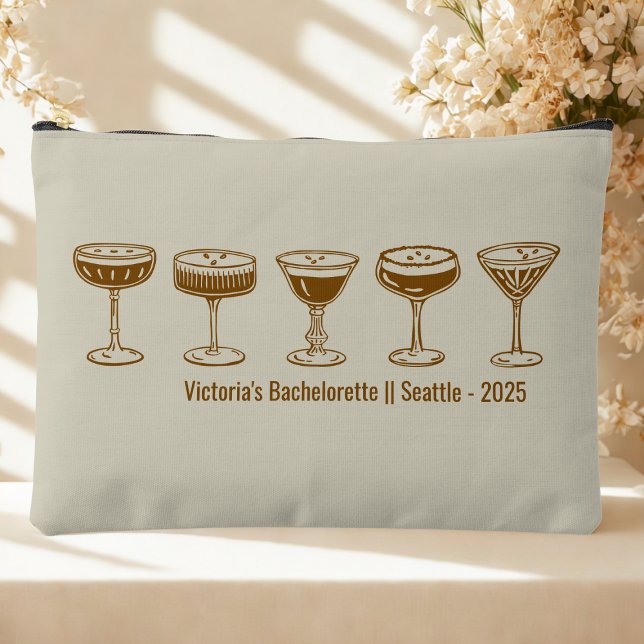 Beige Bridesmaid Espresso Martini Bachelorette  Accessory Pouch (Creator Uploaded)