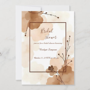 beige brown abstract Rustic boho Bridal Shower Invitation