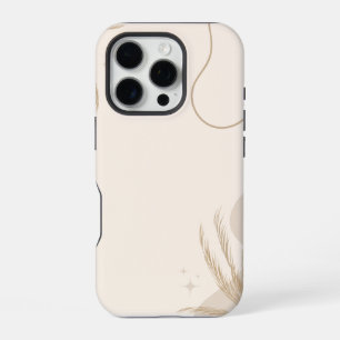 Beige Brown Aesthetic Floral Linktree Background iPhone 16 Pro Case