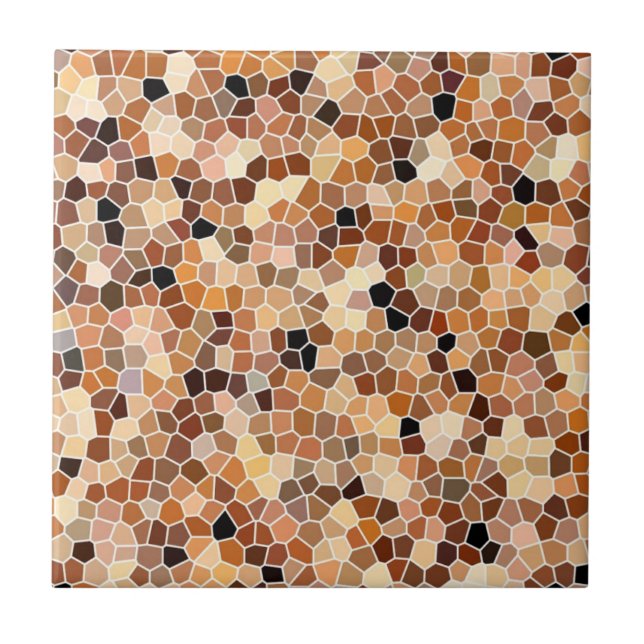 Beige , Brown and Black Honeycomb Pattern Mosaic Tile (Front)