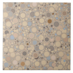 Beige Brown and Blue Random Circles Ceramic Tile