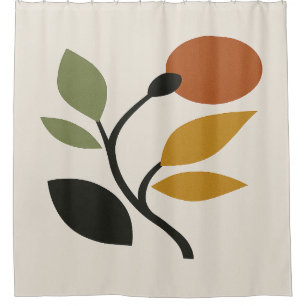 Beige, Brown, and Green Floral Shower Curtain