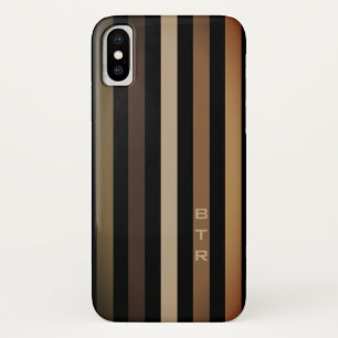 Beige Brown & Black Vertical Stripes Monogram iPhone X Case