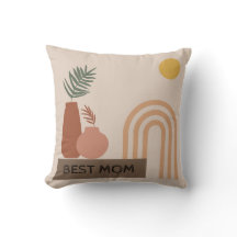 Beige Brown Bohemian Square Pillow