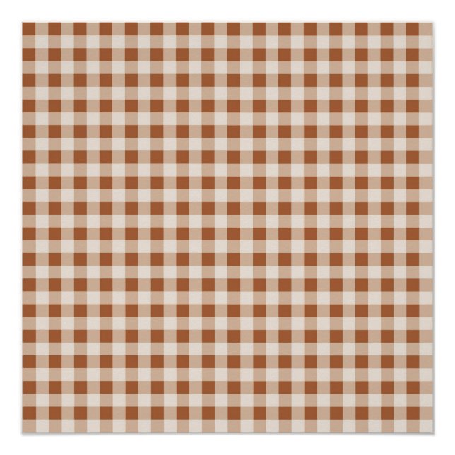 Beige Brown Buffalo Plaid Holiday  Poster (Front)