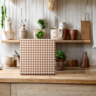 Beige Brown Buffalo Plaid Holiday Tile