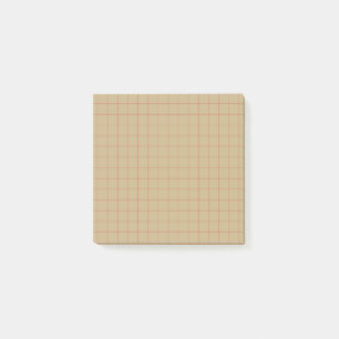 Beige Brown Chequered Pattern Neutral Grid Design  Post-it Notes