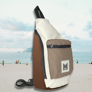 Beige brown city accessory crossbody sling bag