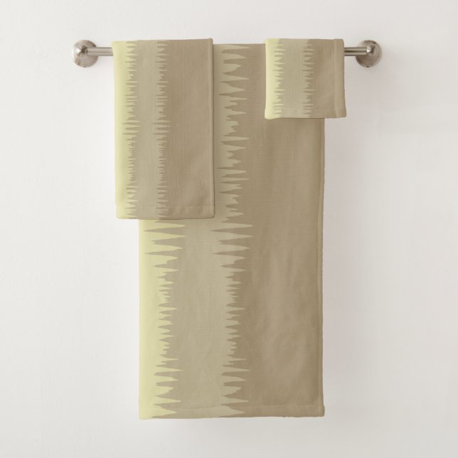 Beige Brown Cream Yellow Stripes  Bath Towel Set (Insitu)