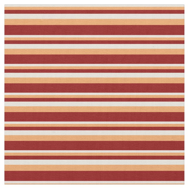 Beige, Brown & Dark Red Coloured Lined Pattern Fabric (Close Up)
