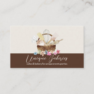 Beige Brown Elegant Modern Bakery Business Card