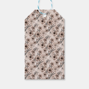 Beige brown flowers pattern on tiger background re gift tags