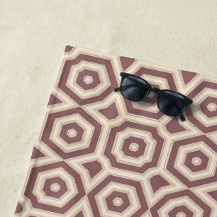 beige brown geometric pattern art deco beach towel