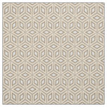 Beige Brown Geometric Retro Stars Cubes Pattern Fabric
