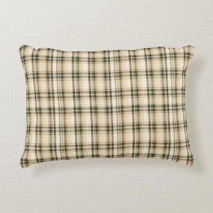 Beige Brown Green Tartan Plaid  Decorative Cushion