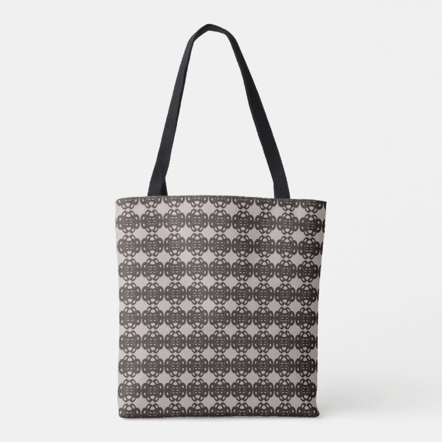 Beige & Brown Mediterranean Look Pattern Tote Bag (Back)