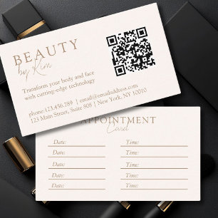 Beige & Brown, Minimal, Elegant, Salon, QR-Code Appointment Card