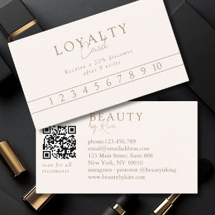 Beige & Brown Minimal Elegant Salon QR Code Business Card