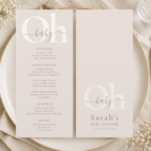 Beige Brown Minimalist Earthy Neutral Baby Shower Menu