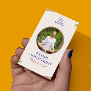 Beige Brown Minimalist Yoga Trainer Business Card