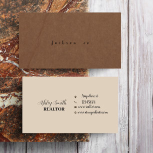 Beige brown personalised  business card