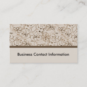 beige brown retro flowers business card