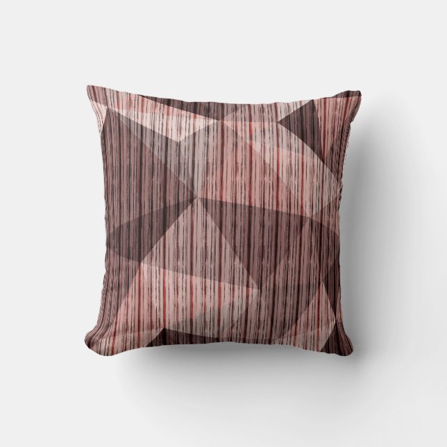 Beige, brown textured polygonal cushion (Front)