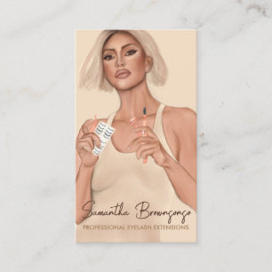 Beige Brown Tweezer Curler Makeup Eyelash Business Card