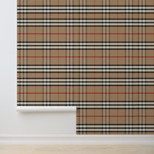 Beige Brown Twill Plaid Pattern Wallpaper