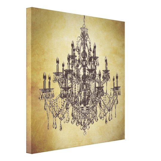 Beige Brown Vintage Chandelier Canvas Art Print Zazzle Co Uk