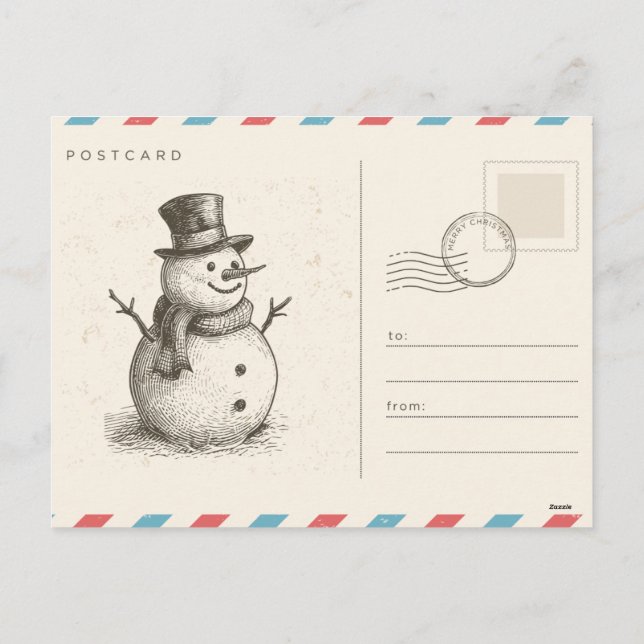 Beige Brown Vintage Christmas Photo  Holiday Postcard (Back)