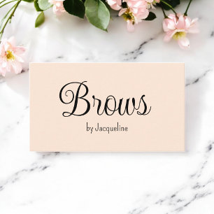 Beige Brows Beauty Simple Script Business Card