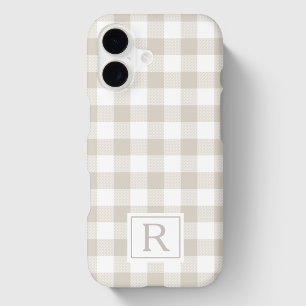 Beige Buffalo Check Custom Initial