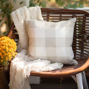 Beige Buffalo Check   Farmhouse Porch Cushion