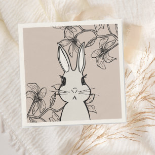 Beige Bunny Floral Spring Napkin