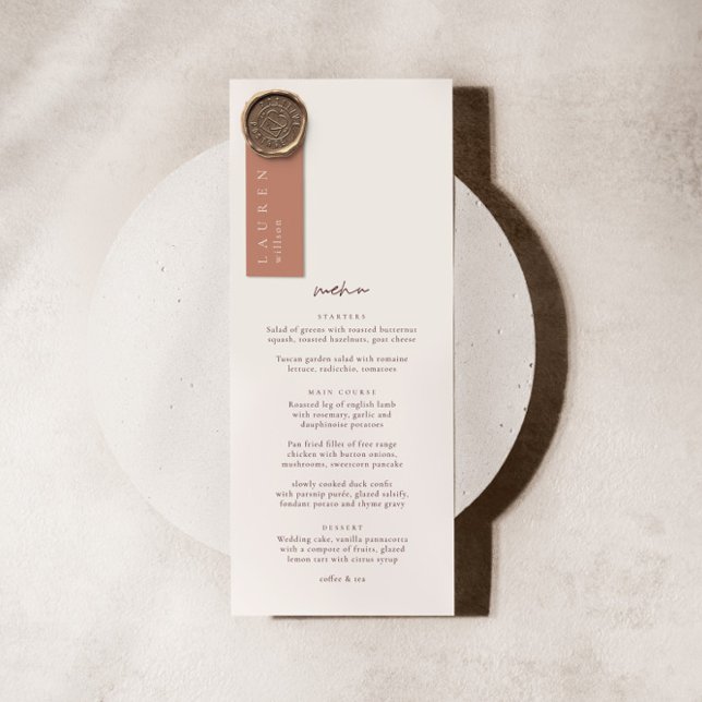 Beige & Burgundy Elegant Minimalist Wedding Menu (Creator Uploaded)