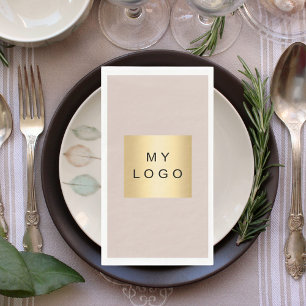 Beige business logo napkin