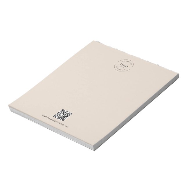 Beige Business Logo QR CODE website Promotional  Notepad (Rotated)
