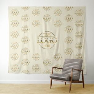 Beige Business Logo Step & Repeat Backdrop Banner Tapestry