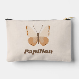 Beige butterfly accessory pouch