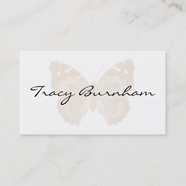Beige Butterfly Personalised Business Cards (Front)