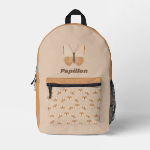 Beige butterfly printed backpack