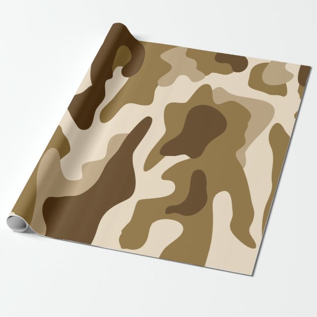 Beige camouflage pattern wrapping paper (Unrolled)